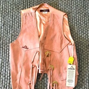 Vintage Jordache Suede & leather Pink Vest w/ tags